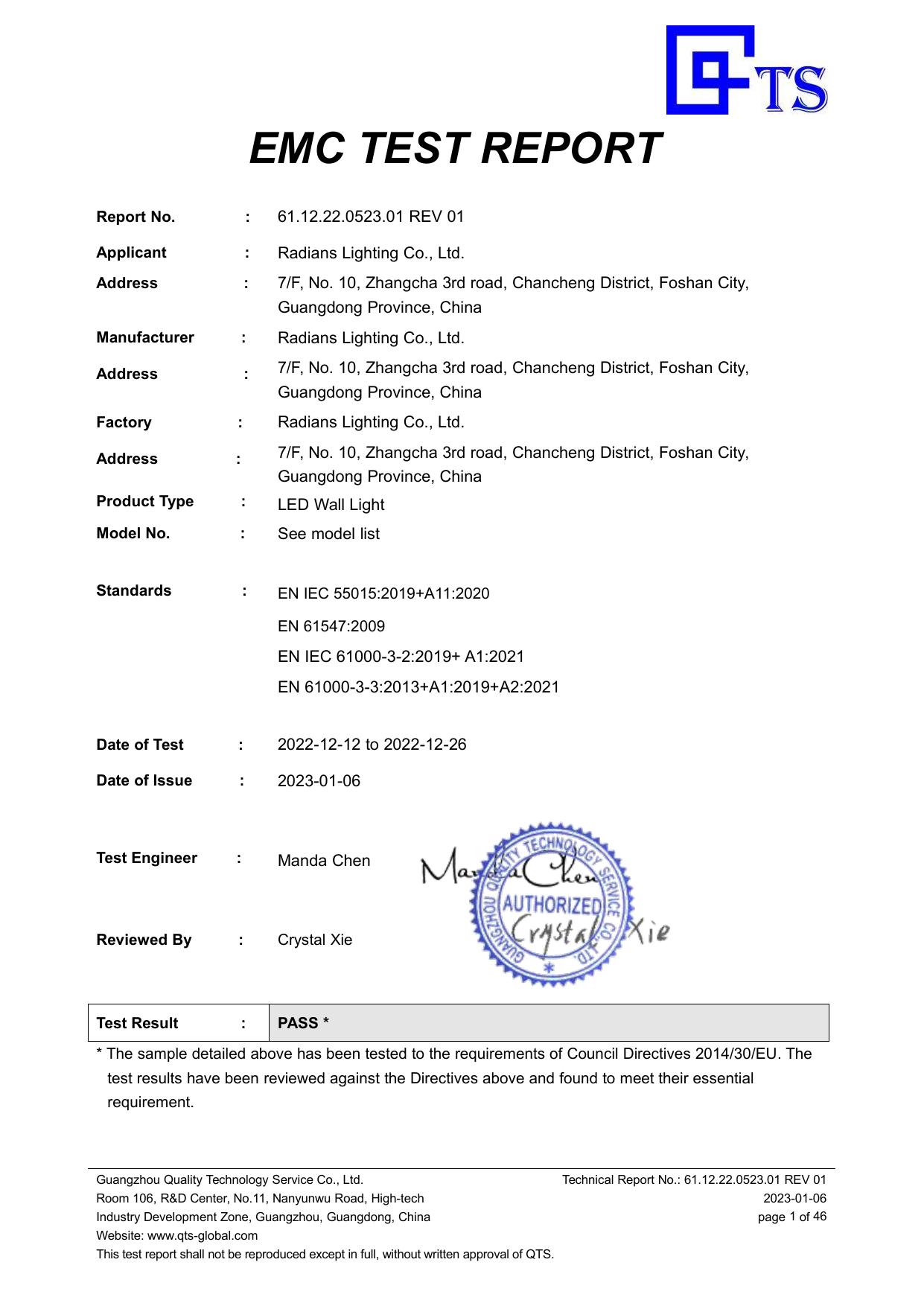 CE-EMV-Prüfbericht für die AR-Serie Vorschau